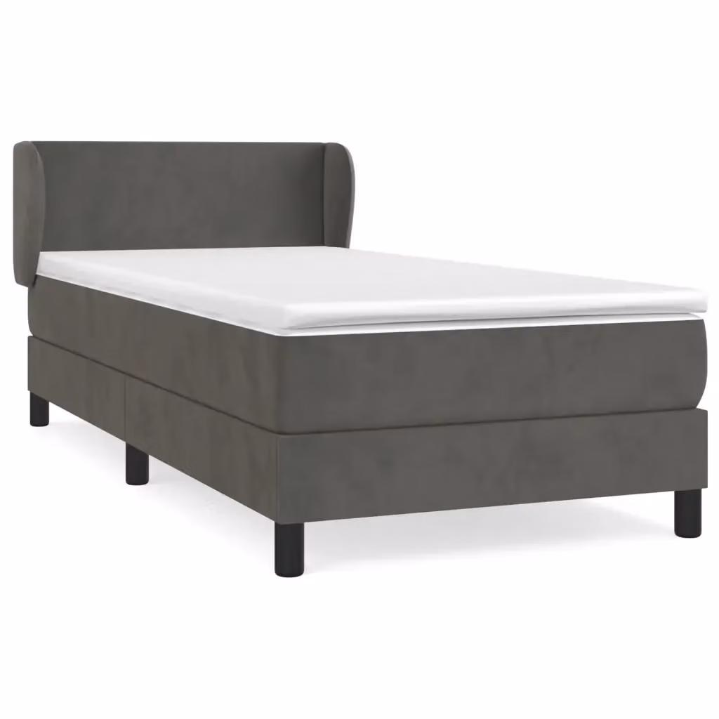 vidaXL Giroletto a Molle Ibrido con Materasso in Velluto Grigio e Struttura in Legno di Larice, L/P/H: 100 x 200 x 88 cm – 2