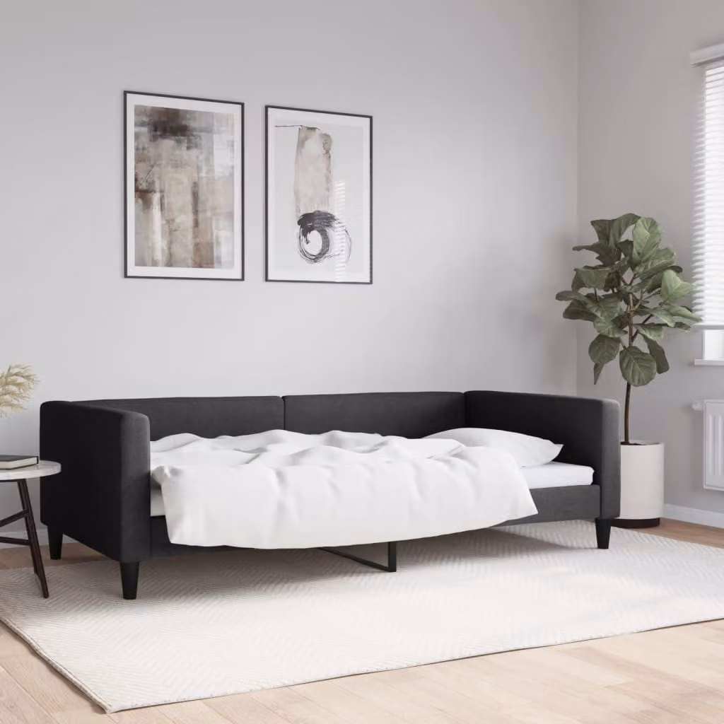 Letto da giorno moderno vidaXL in tessuto nero L/P/H: 200 x 100 x 68 cm