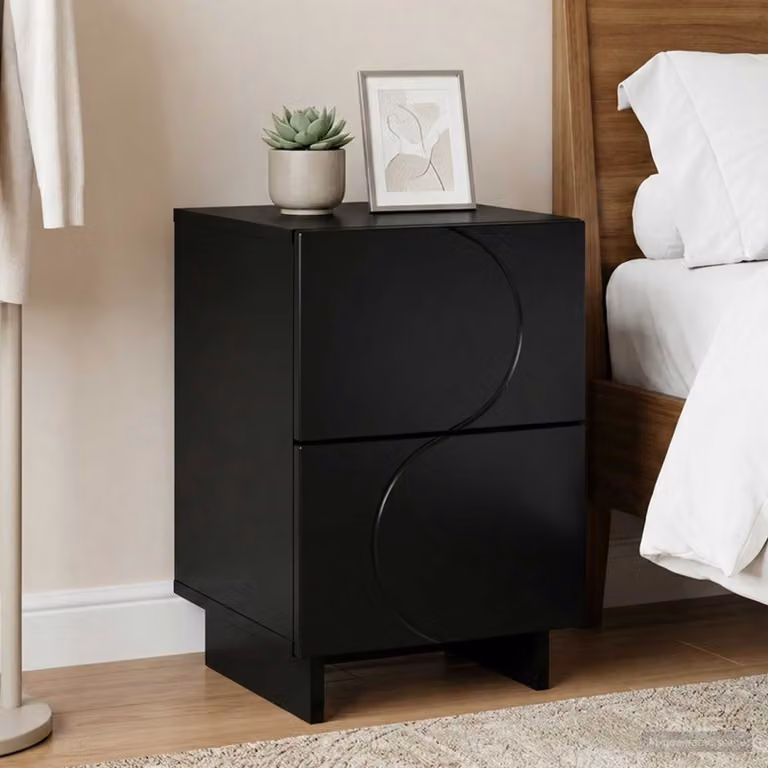 Armadio da Notte vidaXL Nero in MDF Moderno L: 33,5 cm, P: 34,5 cm, H: 50 cm