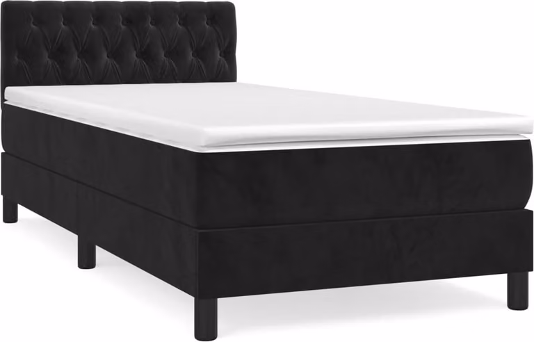 Giroletto a Molle con Materasso Nero 90x200 cm in Velluto