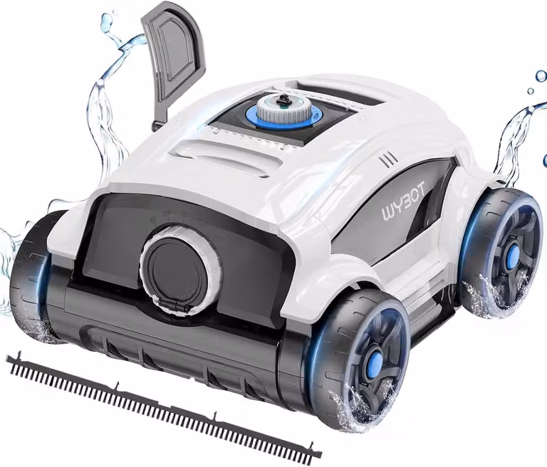 Robot per piscina wireless con doppio motore, batteria a lunga durata e sistema di aspirazione efficiente