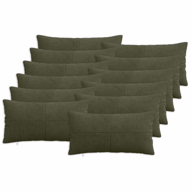 Set di 12 federe vidaXL ALMELO in velluto a coste verdi, L 40 cm x P 80 cm