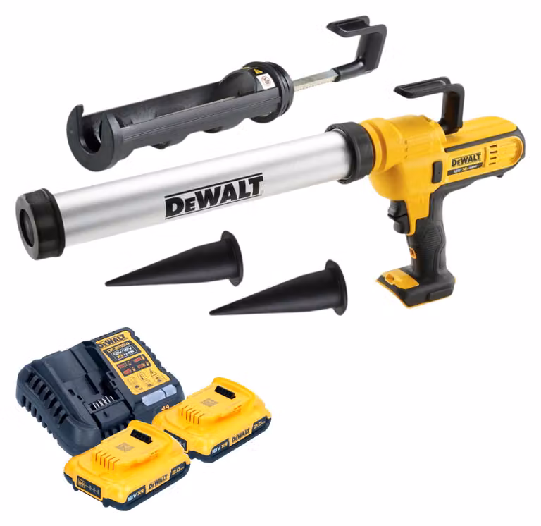 Pistola a cartuccia a batteria DeWalt DCE 581 D2K 18 V 310 ml + 2x batteria ricaricabile 2,0 Ah + caricatore + custodia
