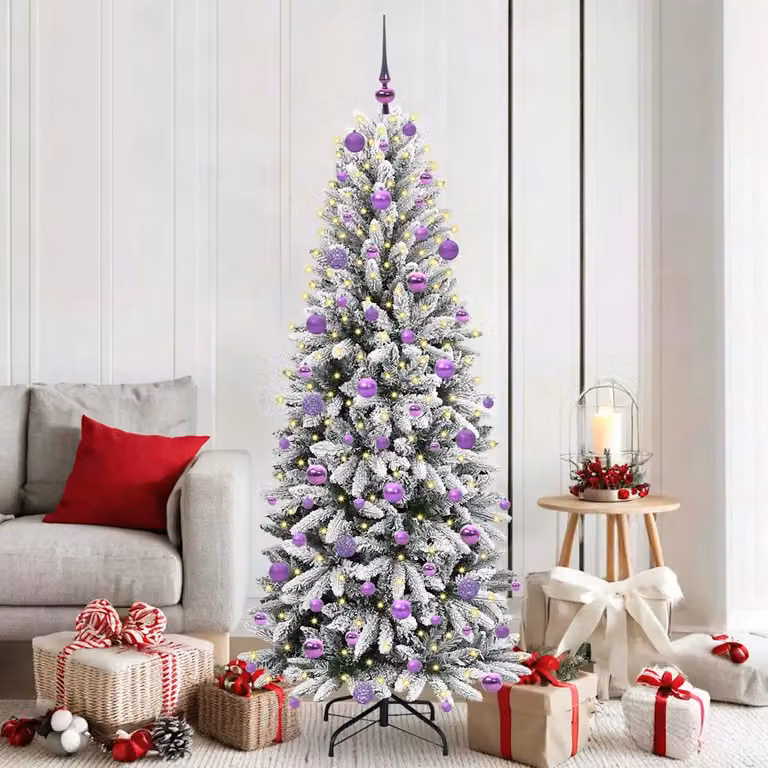 Albero di Natale artificiale moderno vidaXL bianco e verde con 300 LED luce bianca calda, Altezza: 180 cm