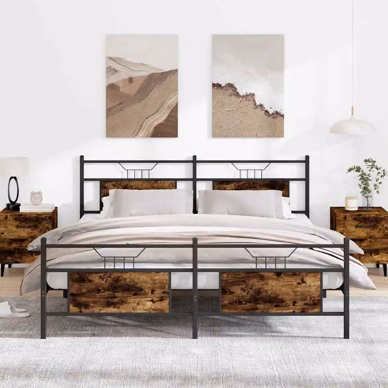 vidaXL Giroletto in Metallo e MDF Rovere Fumo L: 188 cm, P: 91,5 cm, H: 219 cm