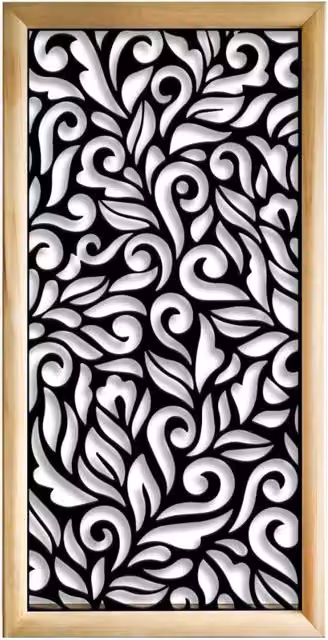 Moduli Decorativi Signorbit in Legno e PVC, Design Moderno Astratto, Colore Nero, L 73 cm x H 148 cm