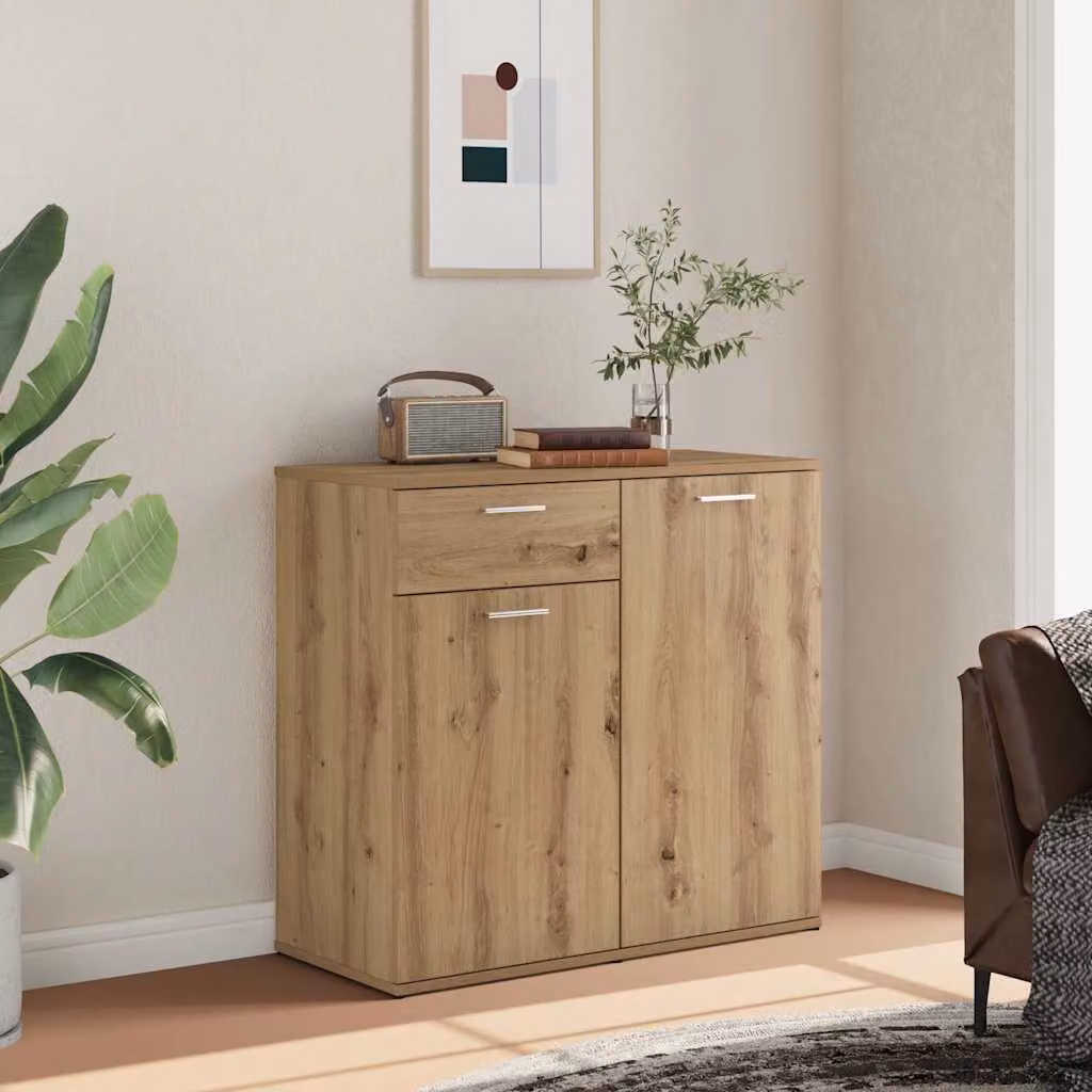 Credenza minimalista vidaXL in MDF color rovere marrone L: 80 cm, P: 36 cm, H: 75 cm
