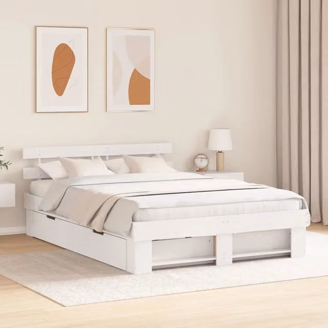 Struttura del letto Bianco 140 x 200 cm Pino massello 3382275