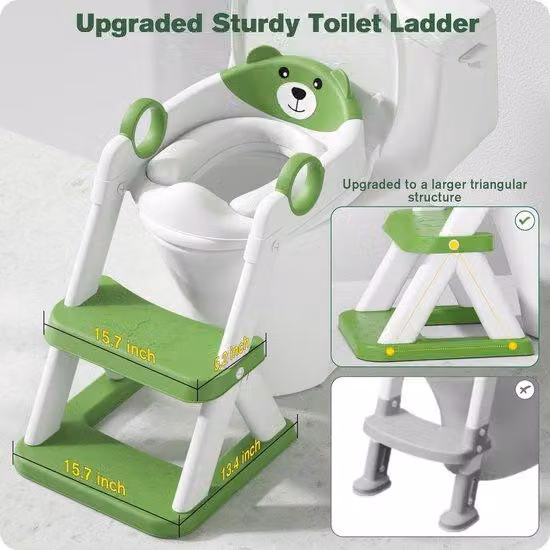 Sedile per WC per bambini con morbido cuscinetto in schiuma e scaletta antiscivolo