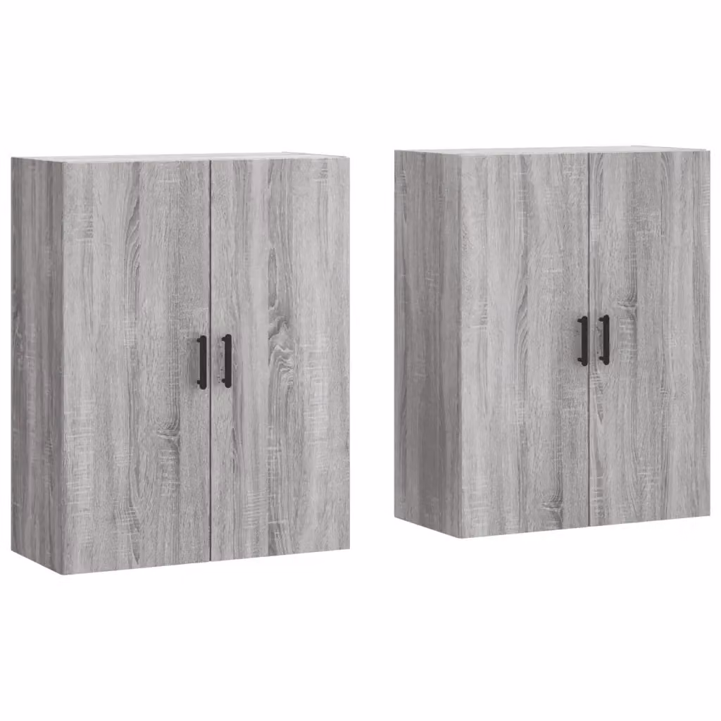 Set di 2 mobili a parete moderni vidaXL in legno e MDF grigio, L: 69,5 cm, P: 34 cm, H: 90 cm – 2