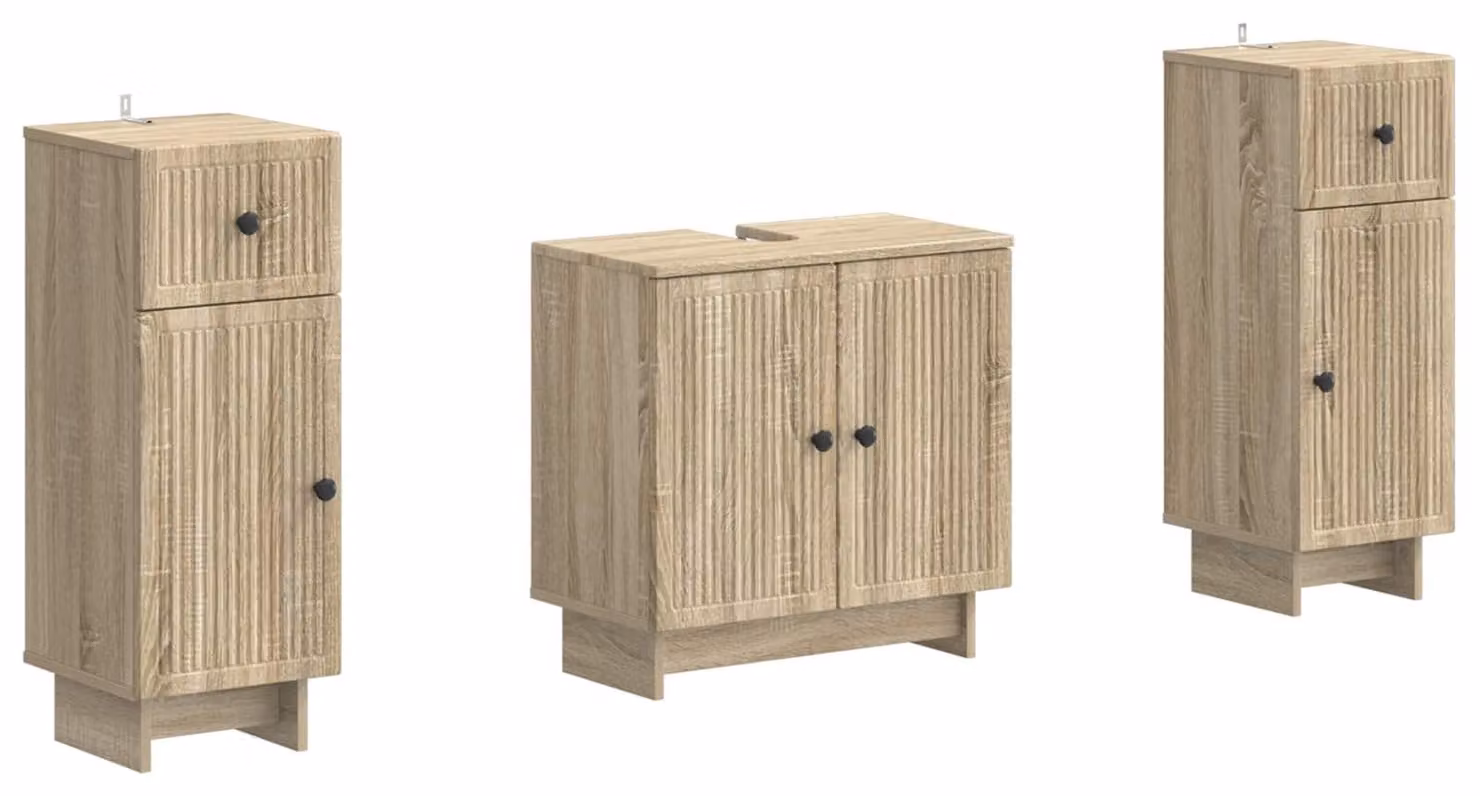 Set di due mobili da bagno in legno effetto Sonoma