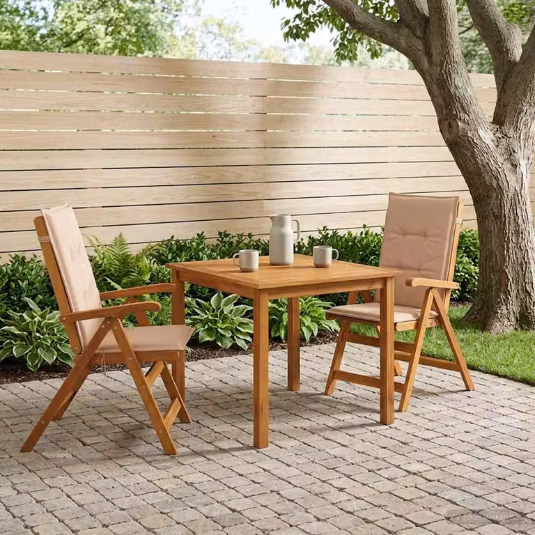 Set da pranzo da giardino vidaXL in legno di acacia oliato, 3 pezzi, beige e marrone