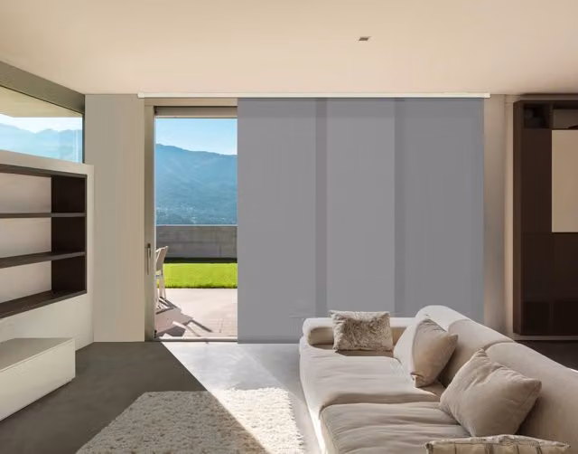 Kit di pannelli giapponesi VIEWTEX Screen con binario in alluminio, semi-trasparenti, colore grigio, Larghezza: 144 cm