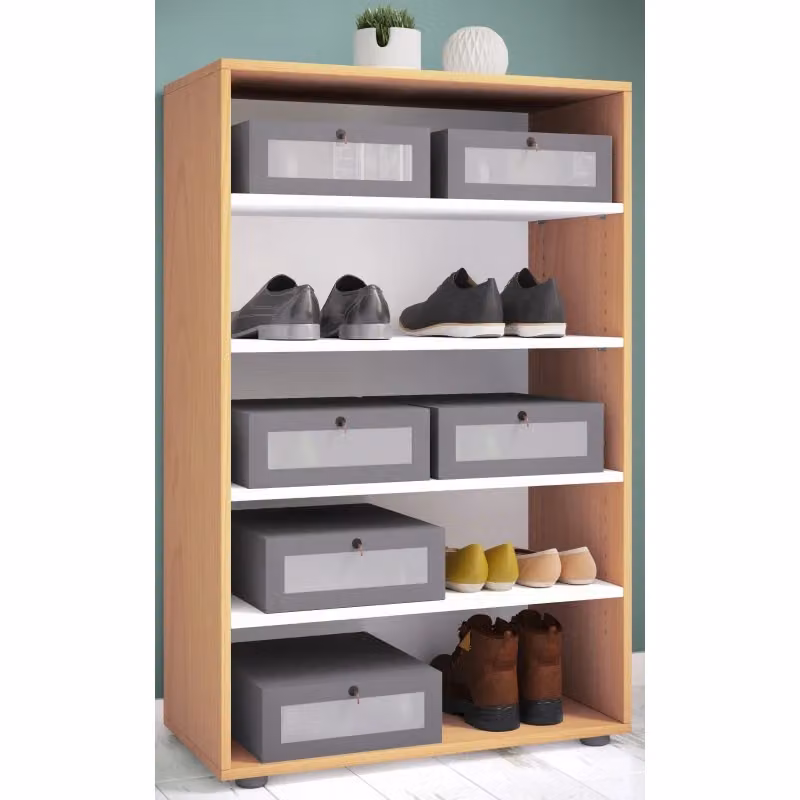Ezooza Mobile Porta Scarpe Legno Max con Ripiani Interni Colore Betulla H110 L70 P37 cm – 2