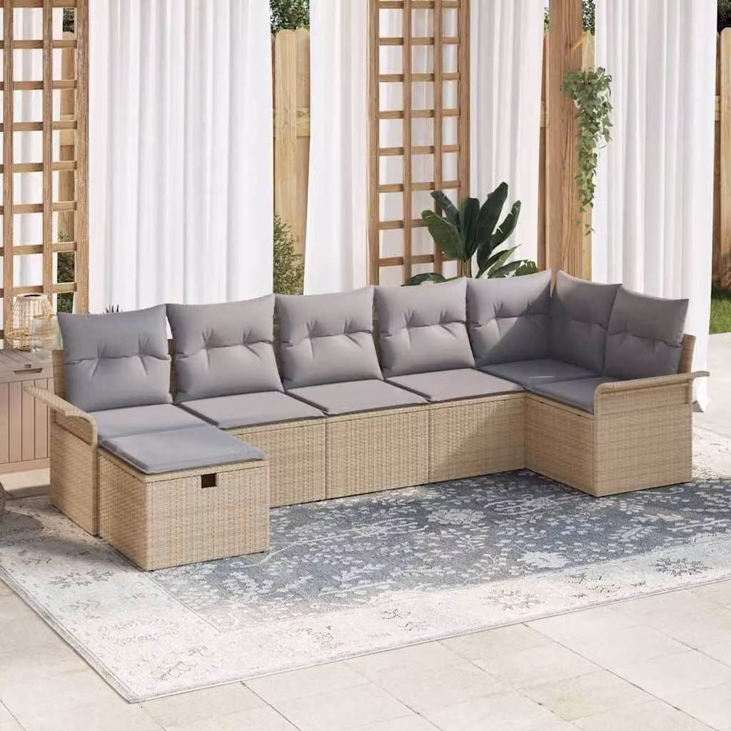 Maison Exclusive - Set da giardino composto da 7 pezzi, divano in rattan sintetico