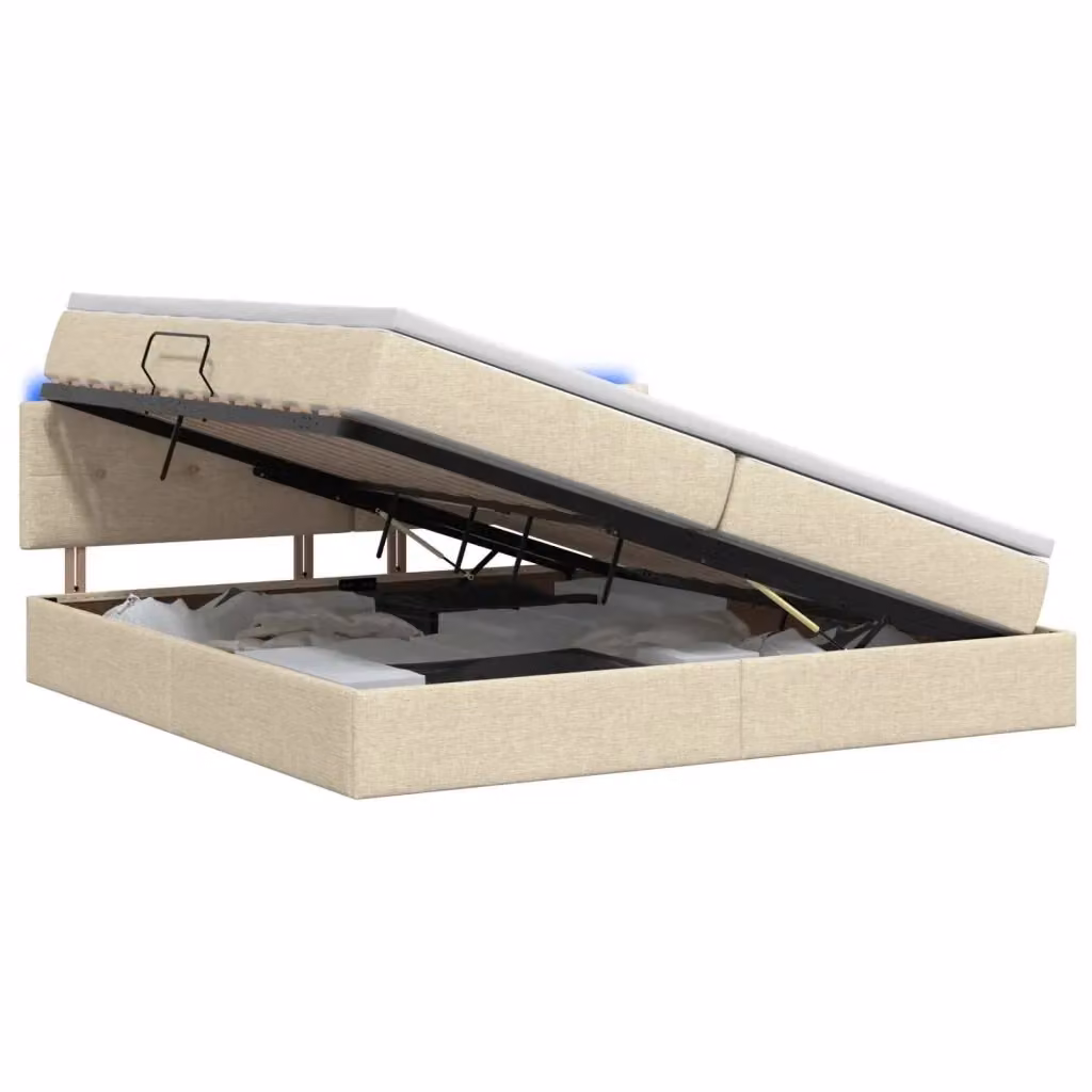 Letto con contenitore e materasso vidaXL beige con illuminazione LED e porte USB L/P/H: 200 x 200 x 34 cm – 2
