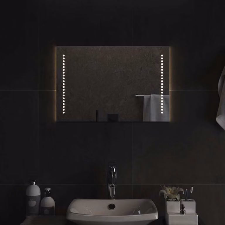 Specchio da bagno con luci LED vidaXL, design moderno, nero, L: 60 cm, H: 40 cm