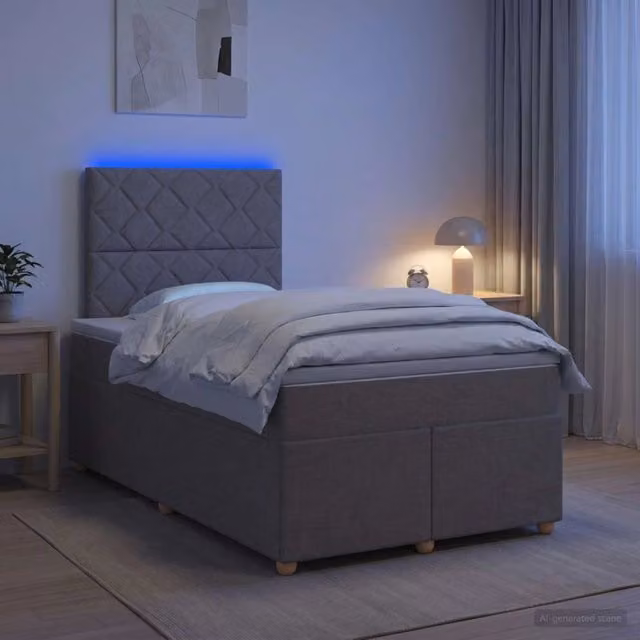Letto box spring ibrido vidaXL con materasso a molle insacchettate e base contenitore, colore beige o grigio, L/P: 120 x 200 cm – 1