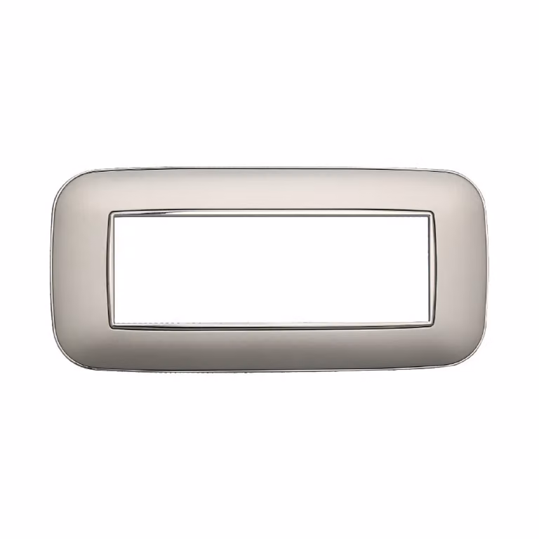 Placca compatibile Bticino Axolute 6 moduli plastica colore argento Orbis serie Moon Ettroit AN91606