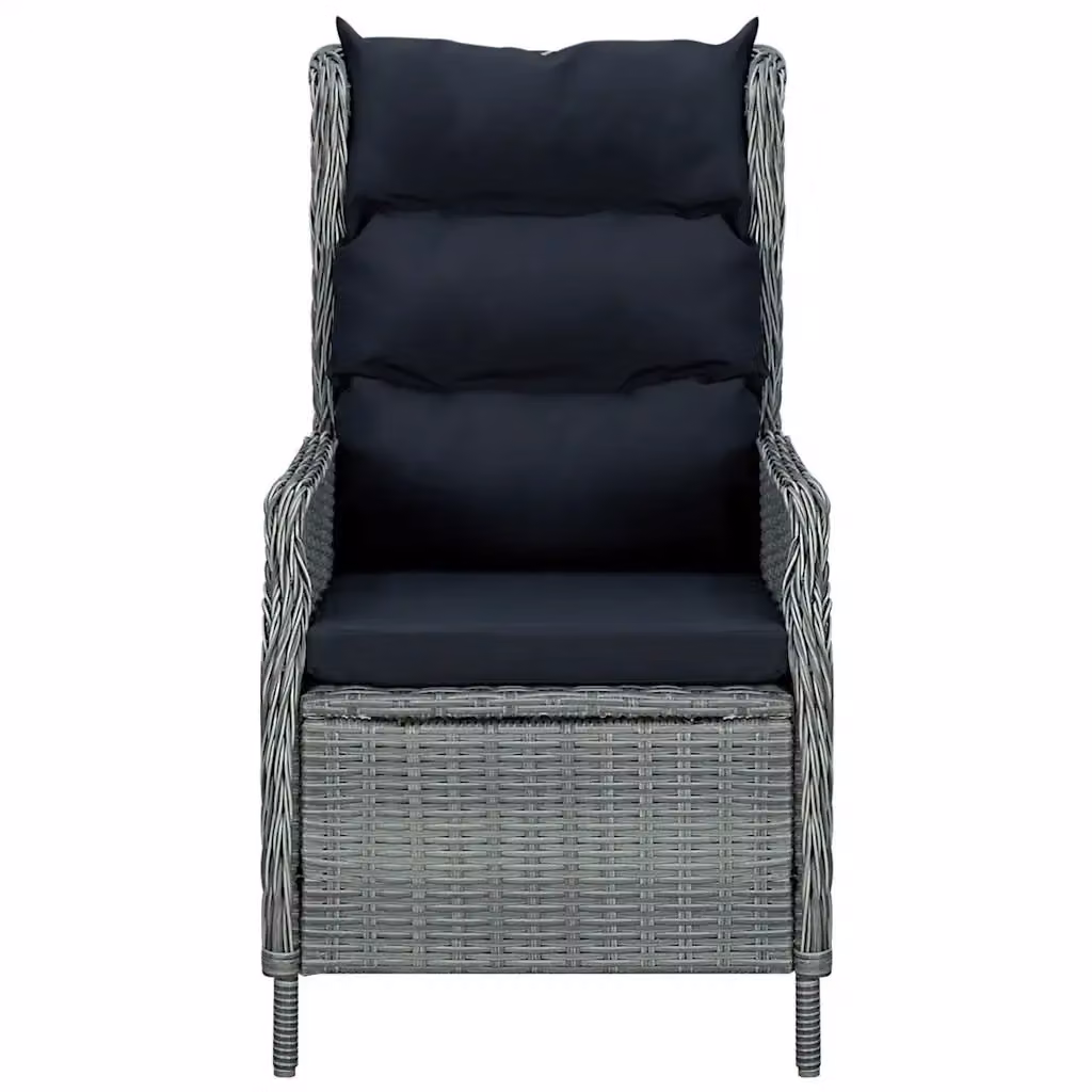Sedia da giardino moderna in rattan e metallo con braccioli, colore grigio e nero – 2