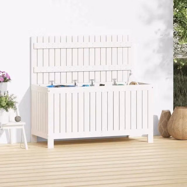 Contenitore da giardino vidaXL in legno di pino bianco laccato L 115 cm x P 49 cm x H 60 cm