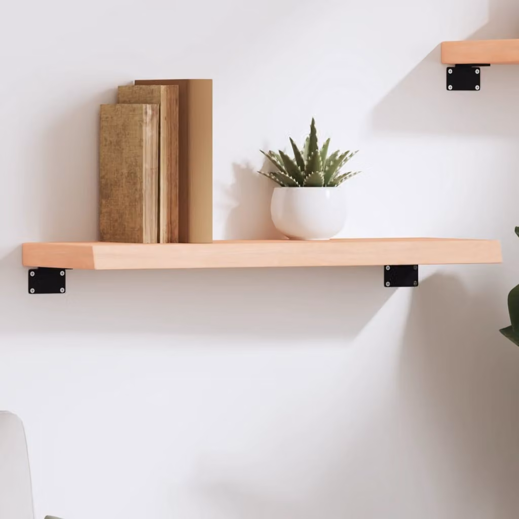 vidaXL Ripiano a Parete in Legno Massello di Rovere Non Trattato, Colore Marrone, L 60 x P 20 x H 4 cm