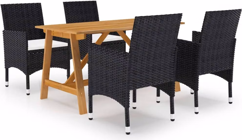 Maison Exclusive - Set da pranzo da giardino 5 pezzi nero