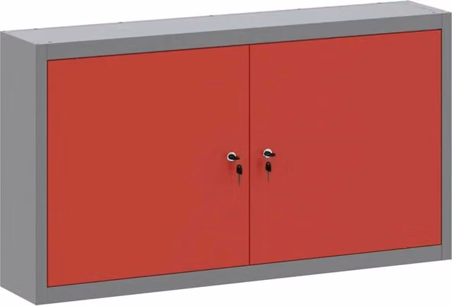 Armadio portautensili industriale con ripiani regolabili e serratura in acciaio rosso e grigio L: 100 cm, P: 20 cm, H: 55 cm