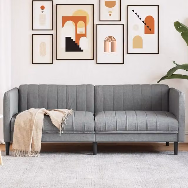 Divano a 3 Posti-Sofa 3 Posti Grigio Chiaro in Tessuto