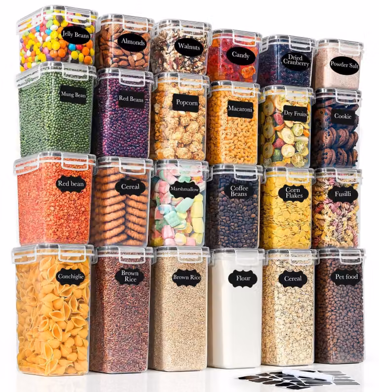 Solidchoice - Set di 24 contenitori ermetici per la conservazione degli alimenti, con etichette, ideali per la cucina