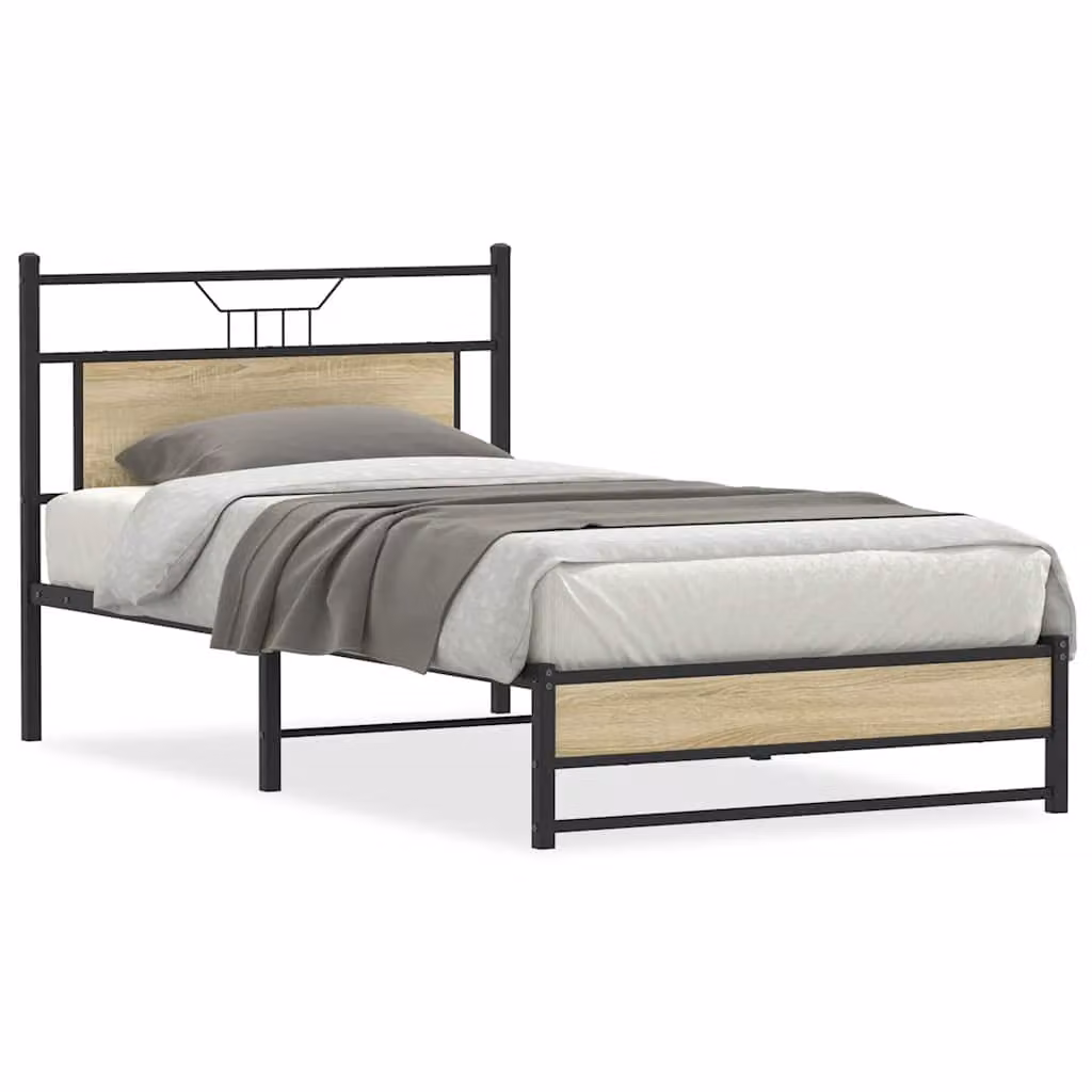 vidaXL Giroletto senza Materasso in Rovere Sonoma e Truciolato, L 100 x P 200 cm