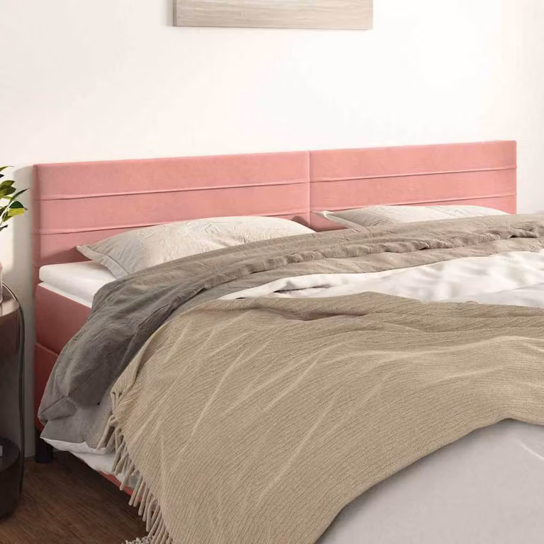 Testiera per letto vidaXL in velluto rosa con struttura imbottita L: 180 cm, P: 5 cm, H: 78-88 cm