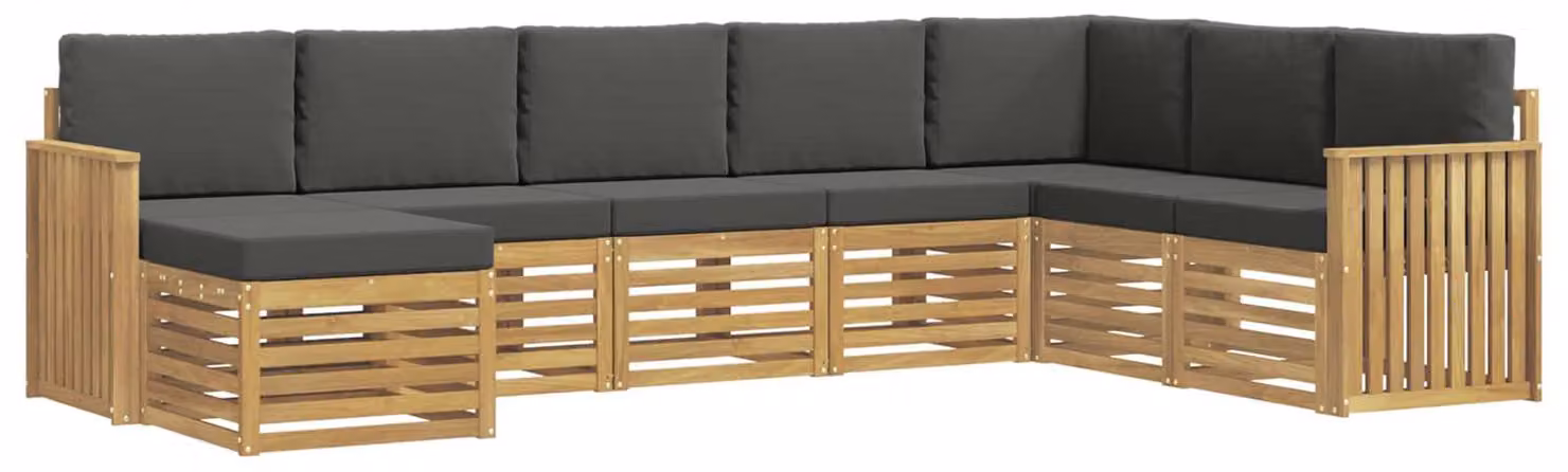 Set di divani da esterno, 8 pezzi, bianco e antracite