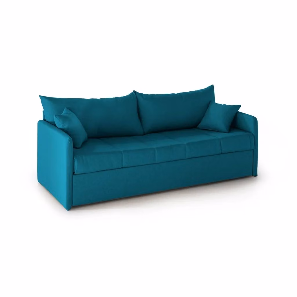 Avellana Divano Letto 3 Posti DMORA Azzurro con Copertura Sfoderabile e Cassetto Estraibile L: 205 cm, P: 86 cm – 2