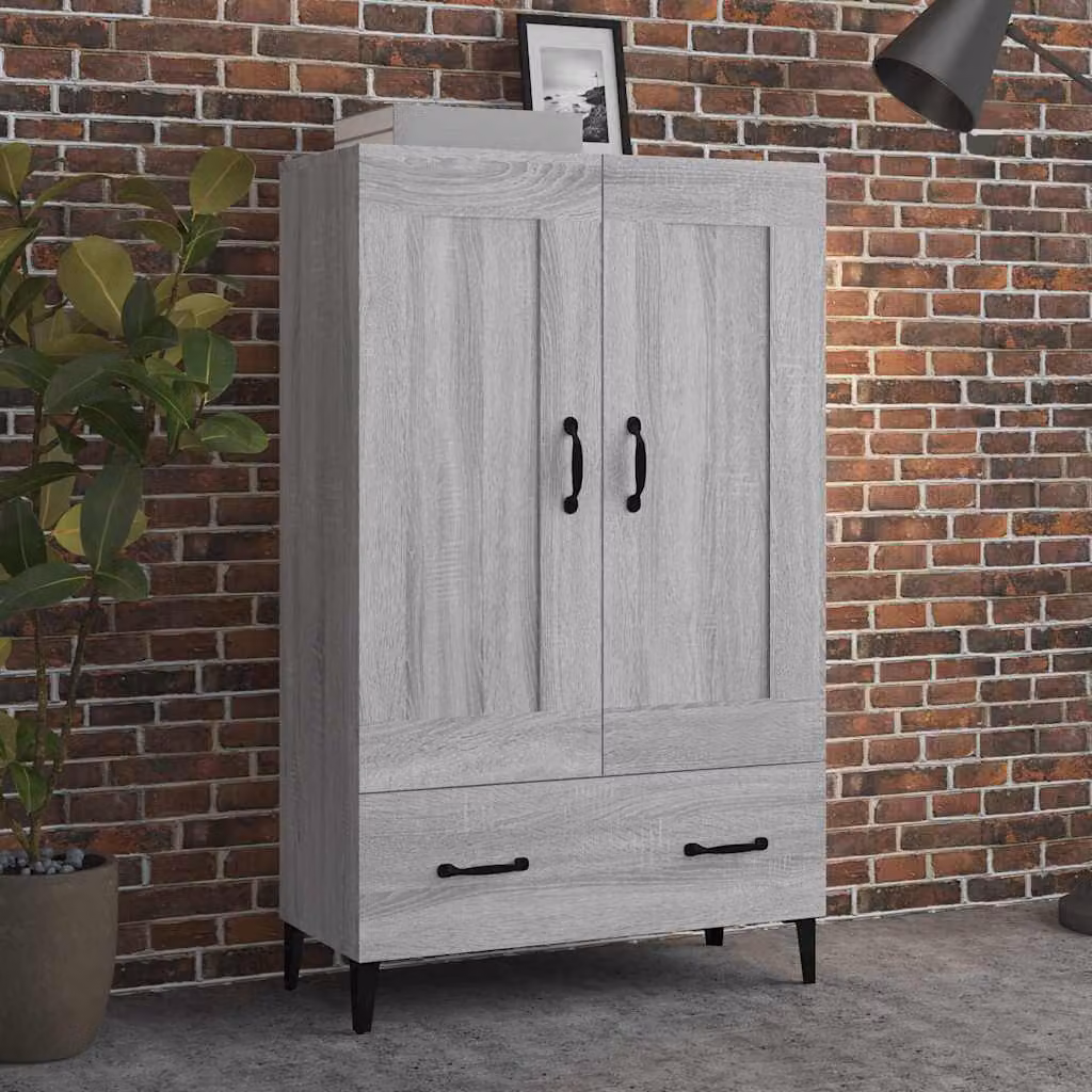 Credenza vidaXL in stile industriale in legno multistrato e metallo, Grigio Sonoma, L 70 cm x P 31 cm x H 115 cm