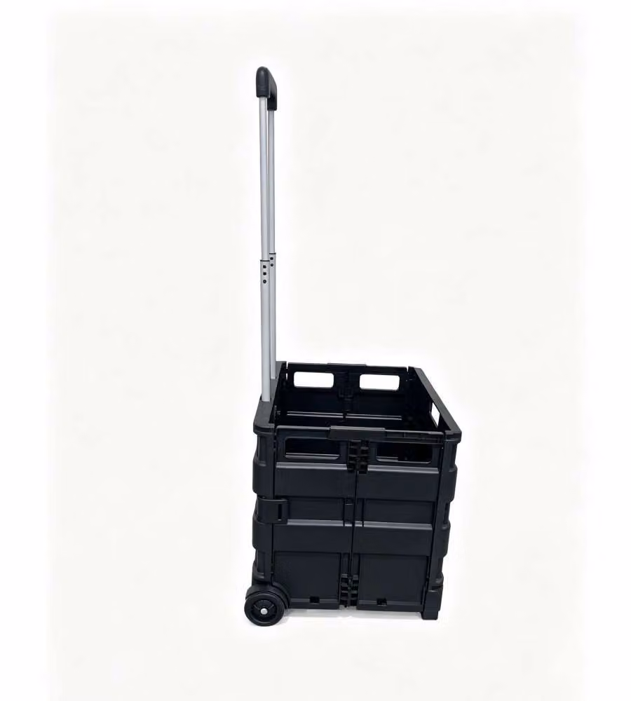 Carrello pieghevole nero 42x40,5x38 cm con maniglia e ruote