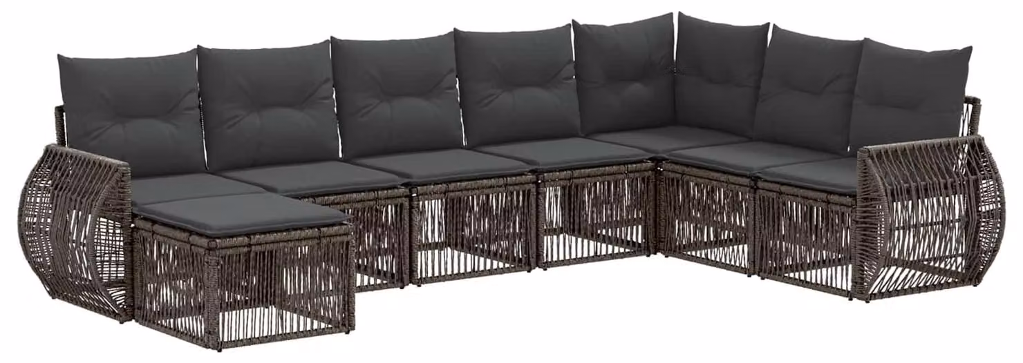 Set di divani da giardino, 8 pezzi, grigio e grigio scuro, in rattan sintetico