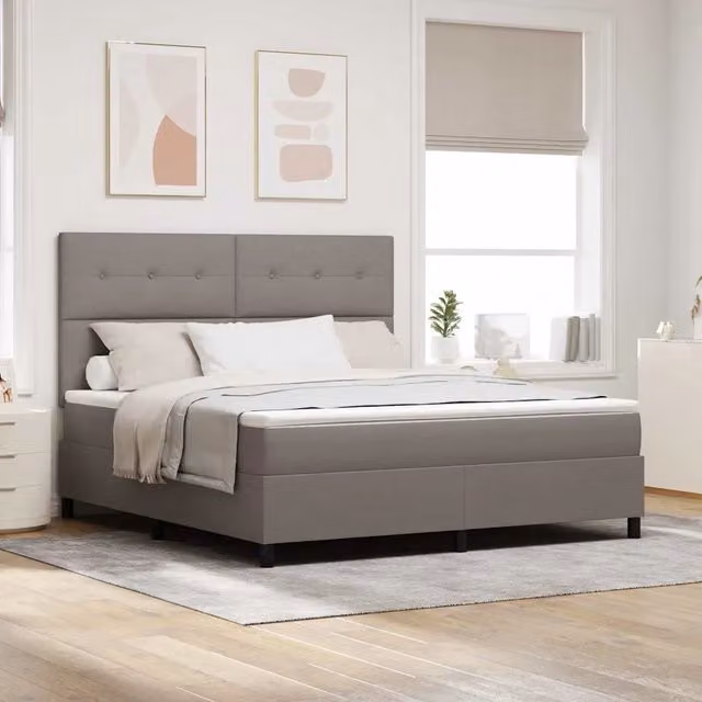 Letto a molle con testiera Talpa vidaXL in tessuto beige o grigio L/P: 180 x 200 cm – 1