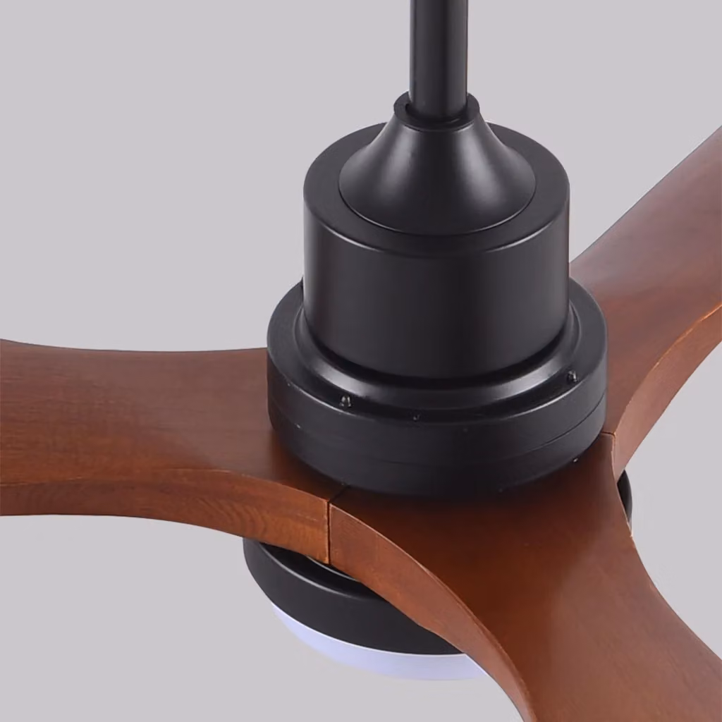 Ventilatore da soffitto Outsunny Minimal da 60 pollici con 3 pale in legno massello, motore DC reversibile silenzioso, 6 velocità, telecomando con memoria e luce 3CCT, disponibile in marrone o nero – 2