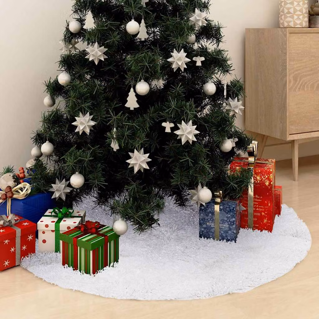 Gonna per albero di Natale bianca vidaXL in pelliccia sintetica