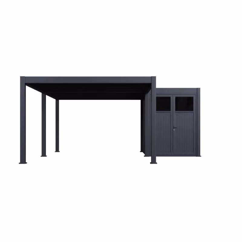 Pool house angolare Ombrea da 30 m2 in alluminio e legno colore antracite – 2