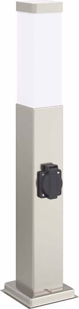 Lampada a paletto con presa elettrica 50 cm Acciaio Inox IP44