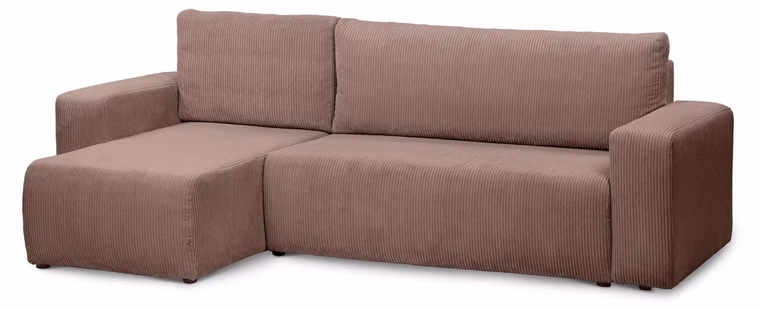 Divano a tre posti con funzione letto, modello Kingi, color marrone autunnale