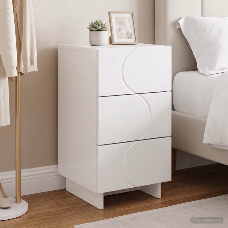 Comodino moderno vidaXL Bianco lucido in legno composito L: 33,5 cm, P: 34,5 cm, H: 60 cm