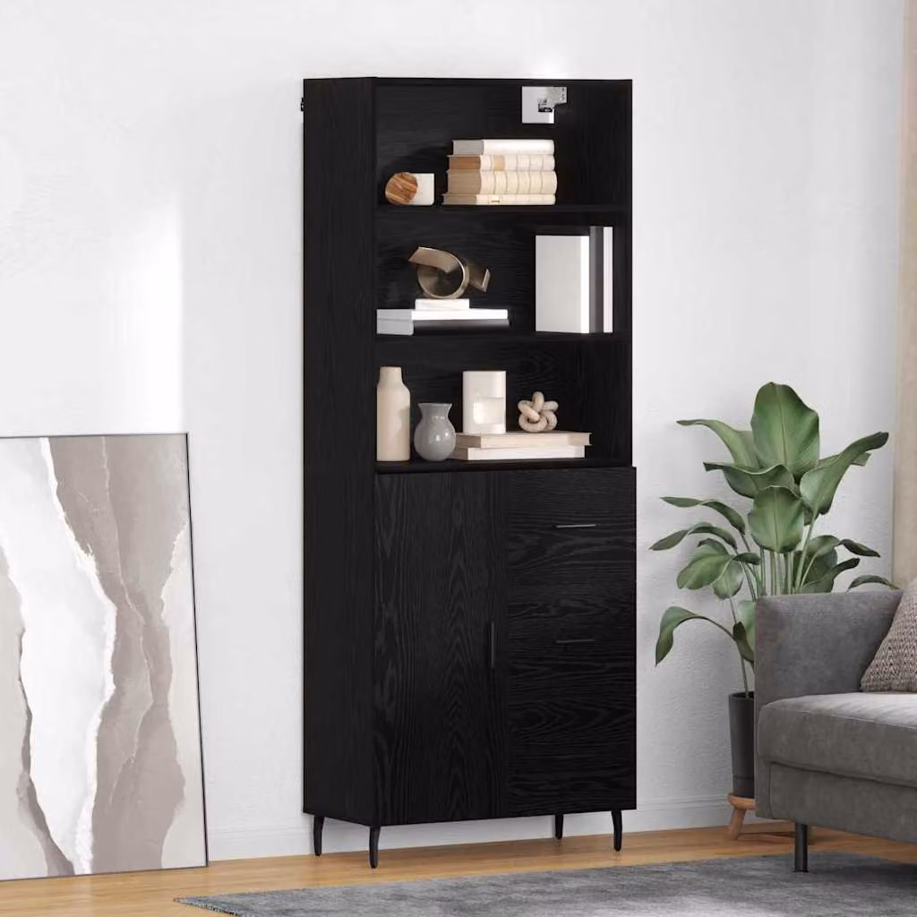 Set di 2 credenze moderne vidaXL in nero con ripiani interni, L/P/H: 69,5 x 34 x 180 cm