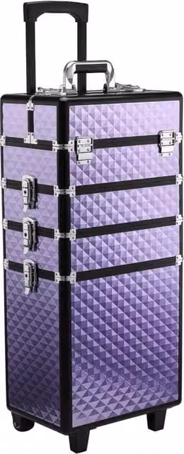 Trolley Portatrucchi Professionale Zephmum con Ruote e Ripiani Viola L: 33.5 cm, P: 23 cm, H: 76/95.5 cm – 1