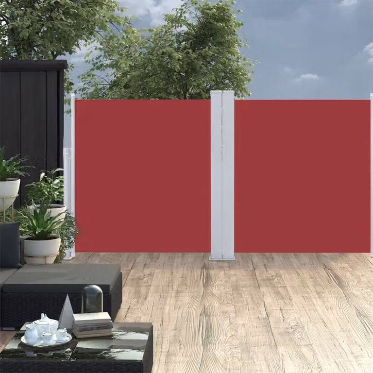 The Living Store Tenda laterale estensibile rossa 120 x 600 cm