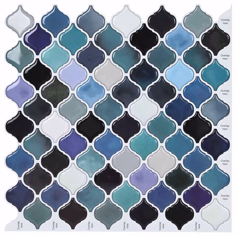 Set di 10 piastrelle vidaXL Lanturn effetto piastrella in poliuretano e PET, colori blu e verde, 27 x 27 cm