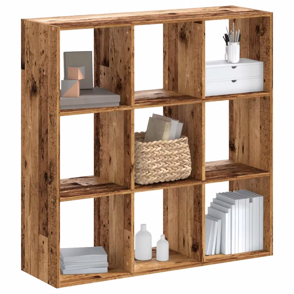 Libreria vidaXL in Legno Antico Marrone per Soggiorno e Ufficio, L/P/H: 102 x 32 x 102 cm
