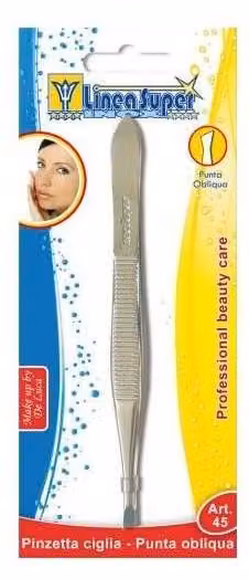 pinzetta per ciglie c/punta obliqua 5 cm